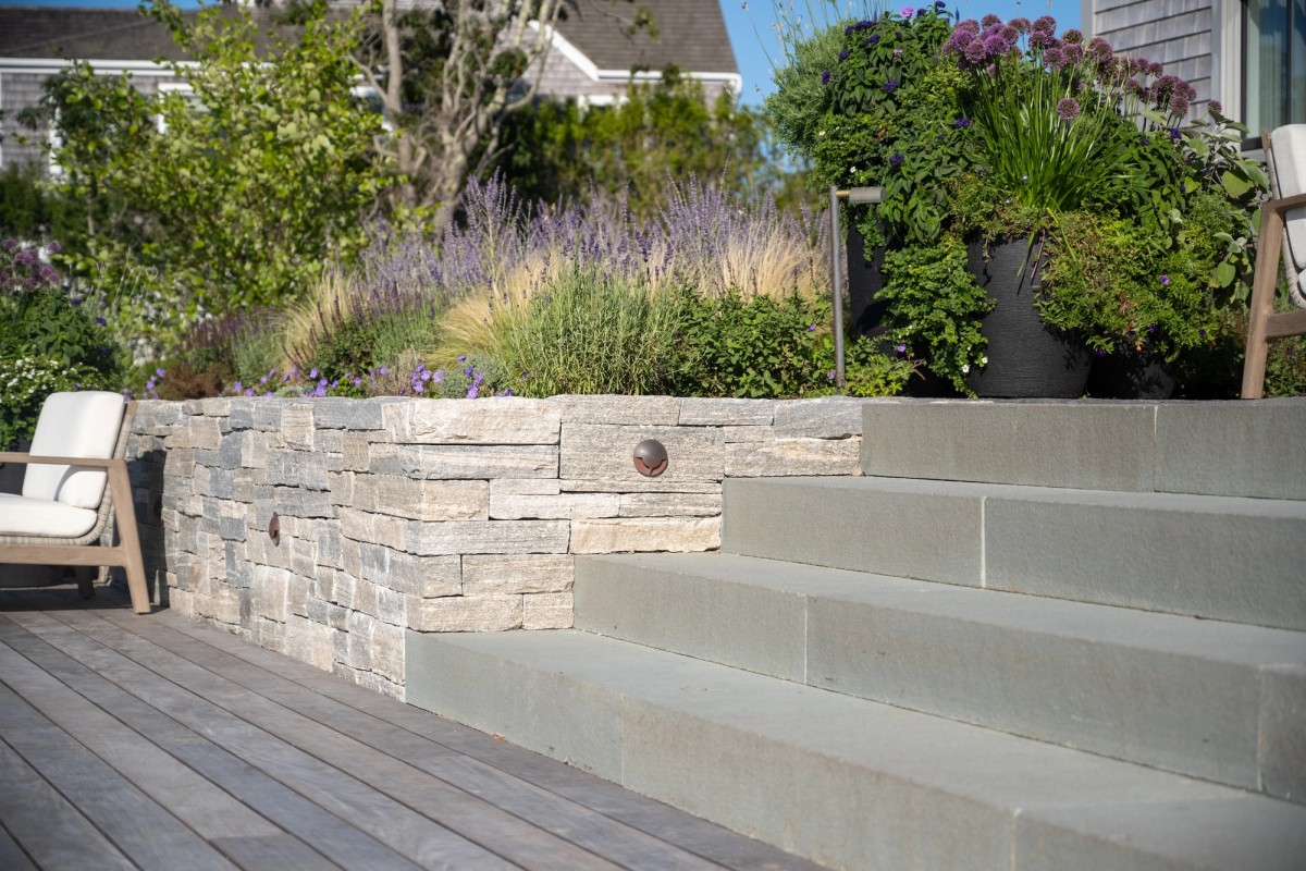 Miroslava Land and Design Nantucket Landscape Architecture Polpis Stone Terrace With Garden