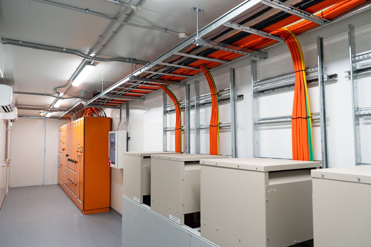 Containerised switchroom interior