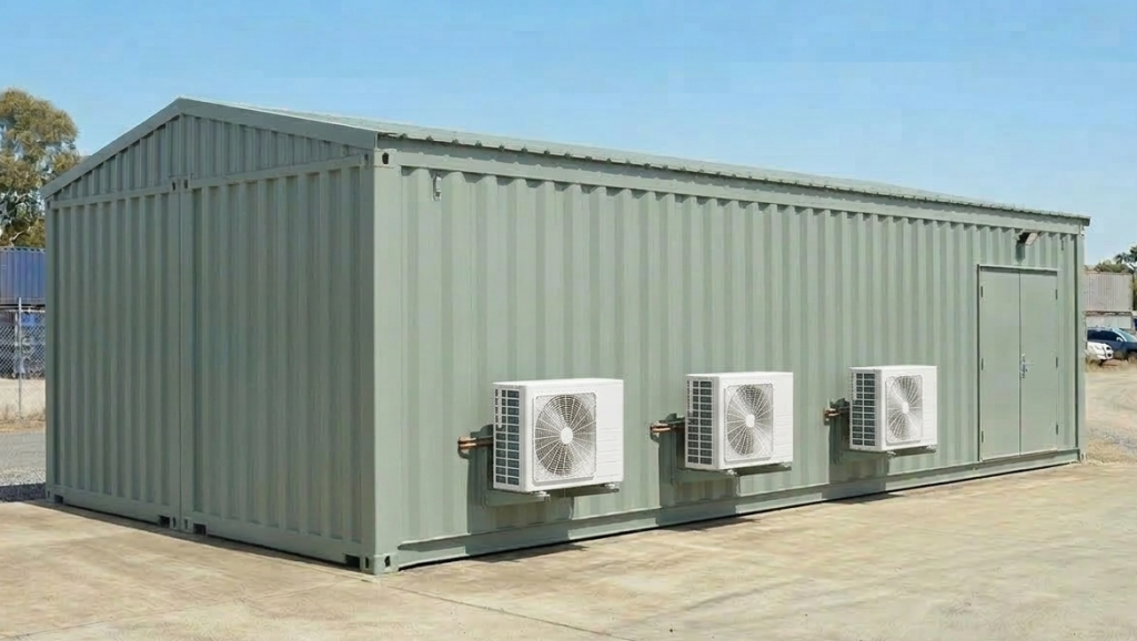 Modular containerised switchroom made from joined containers