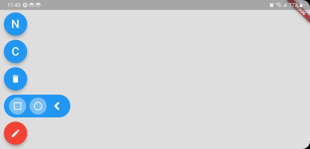 Minimalist interface with 6 button choices and a plain grey canvas background