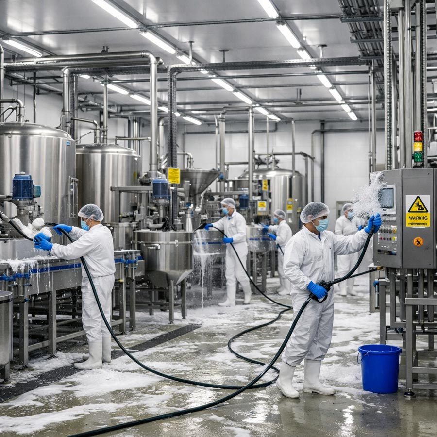 Abattoir sanitation and washdown