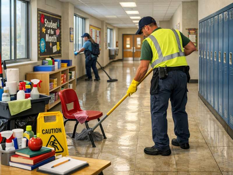 Clean modern school classroom ready for students