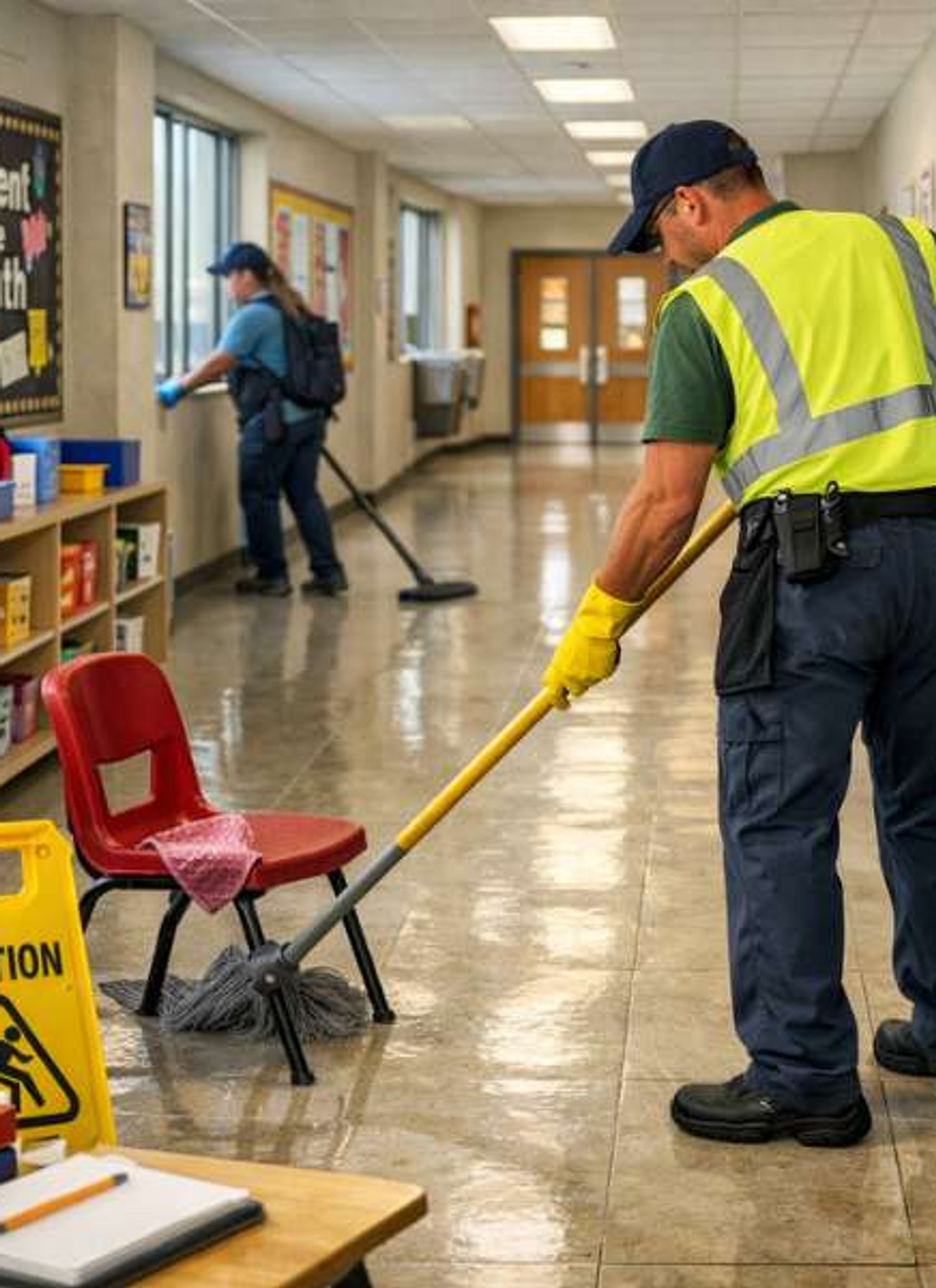 Clean modern school classroom ready for students