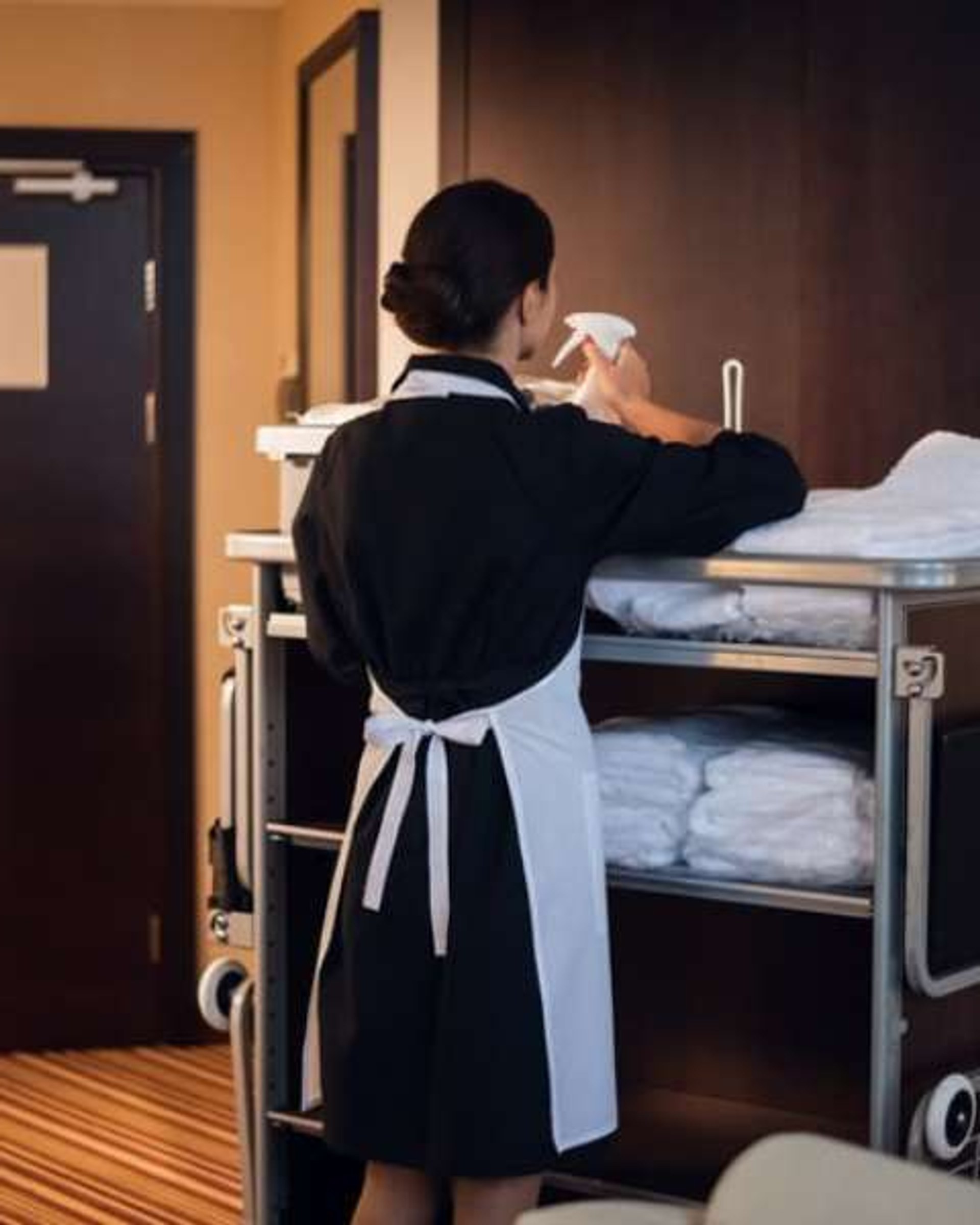 Spotless luxury hotel room with crisp linens