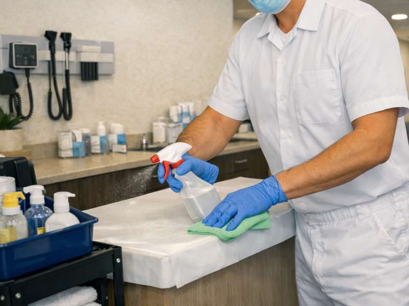 Modern medical centre interior cleaned and sanitised