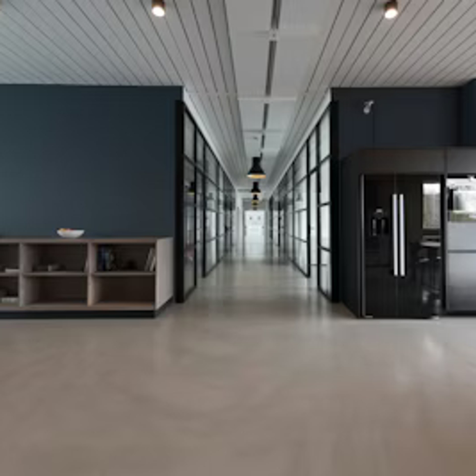 Bright modern commercial office space freshly painted