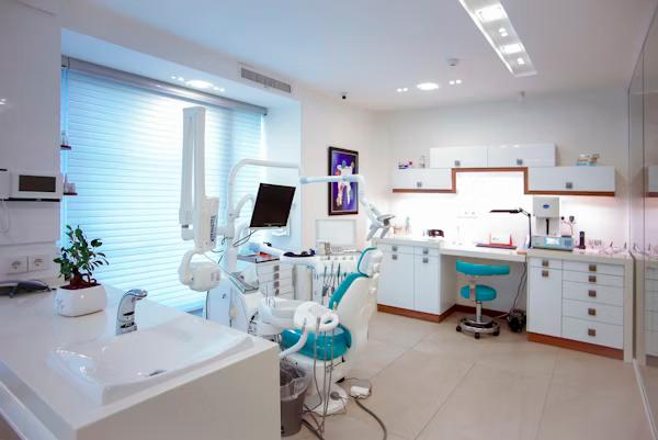 Modern clean dental clinic with chair and equipment