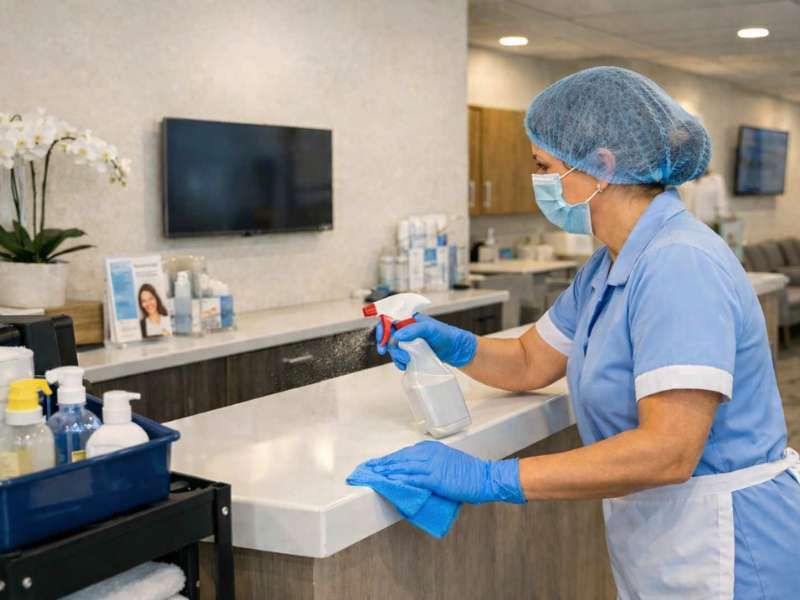Spotless medical reception and waiting area