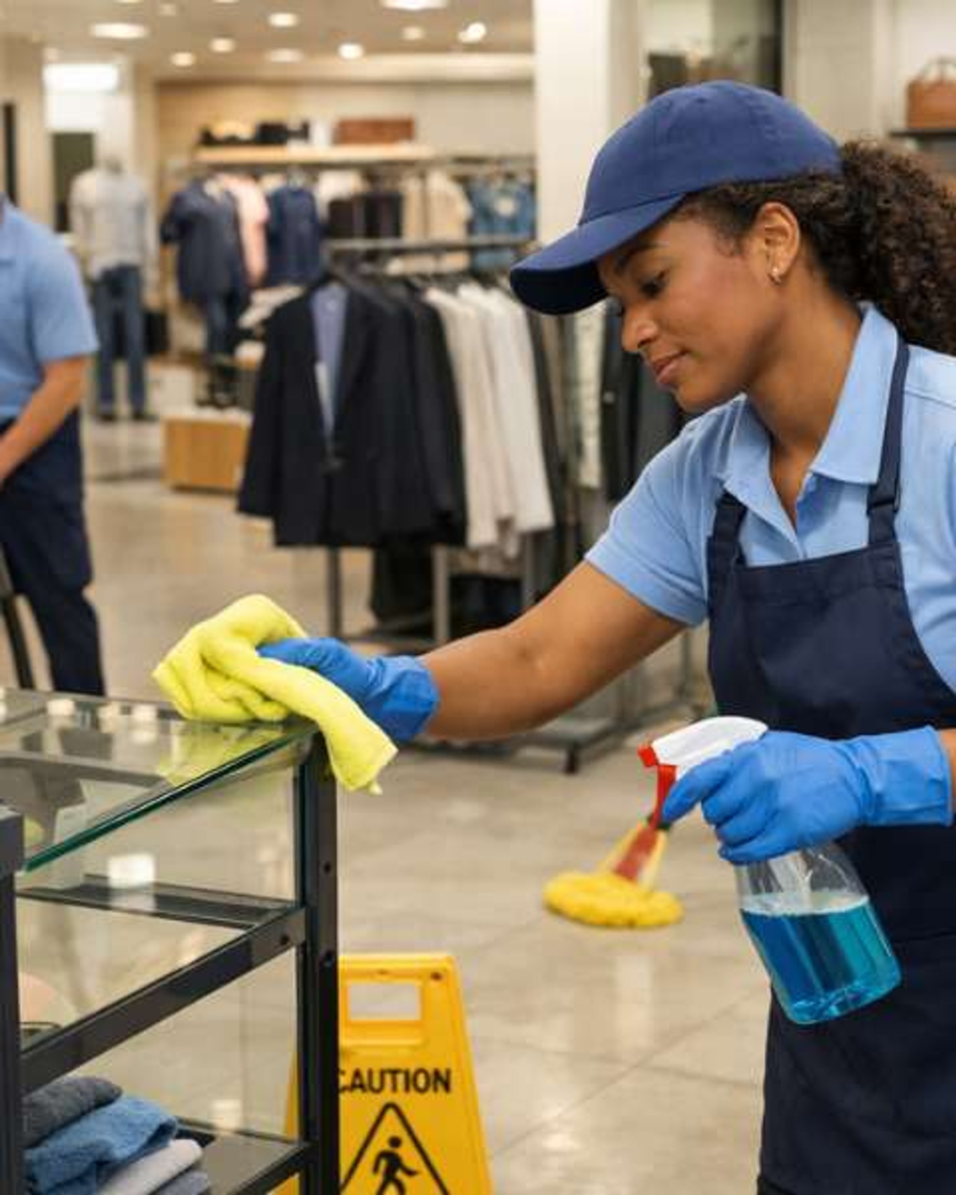 Modern retail clothing store with clean displays