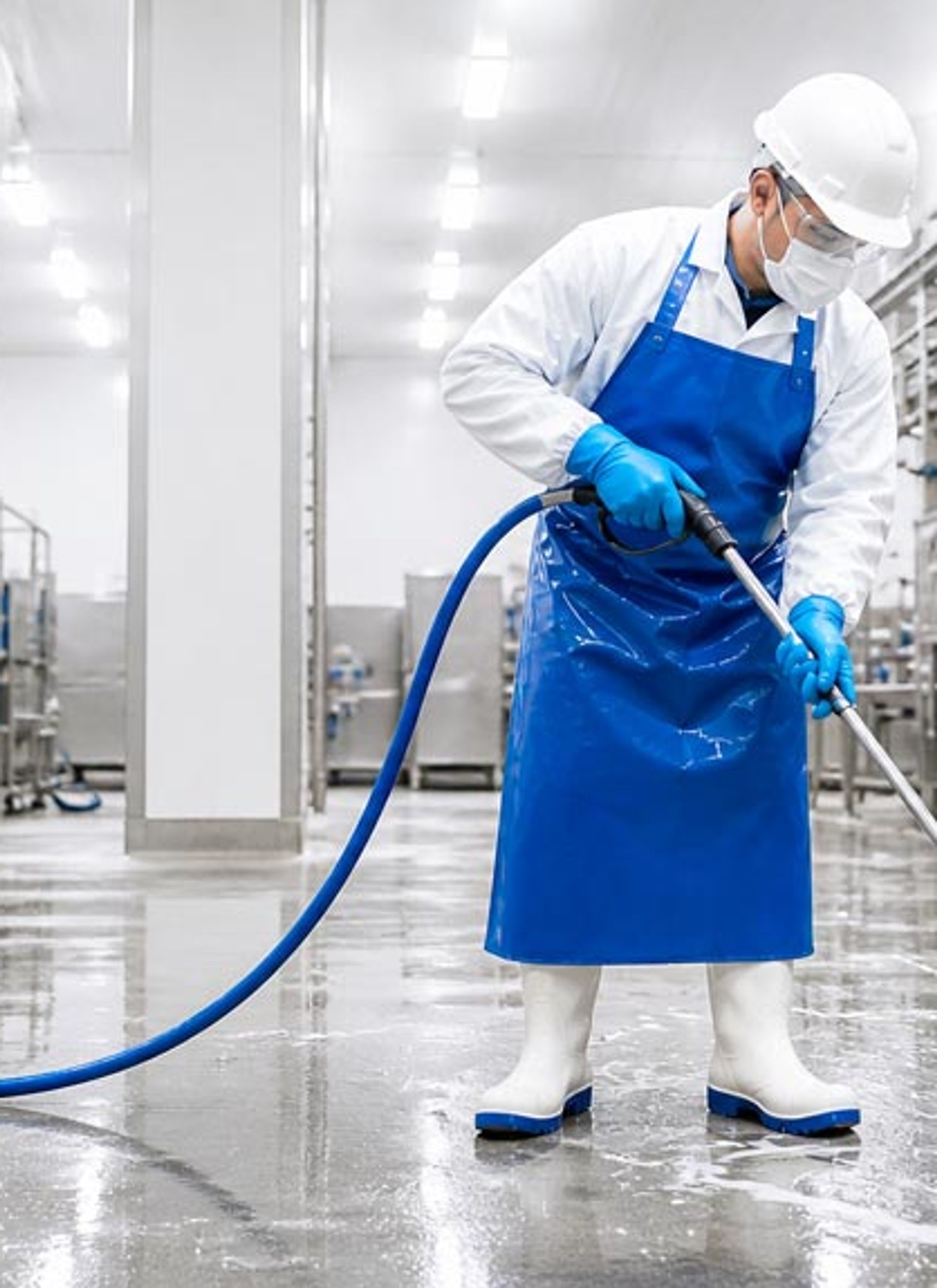 Industrial food processing facility cleaning