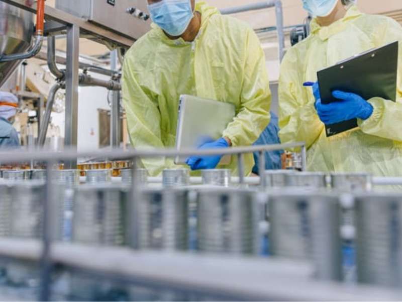 Food manufacturing production line cleaned and sanitised