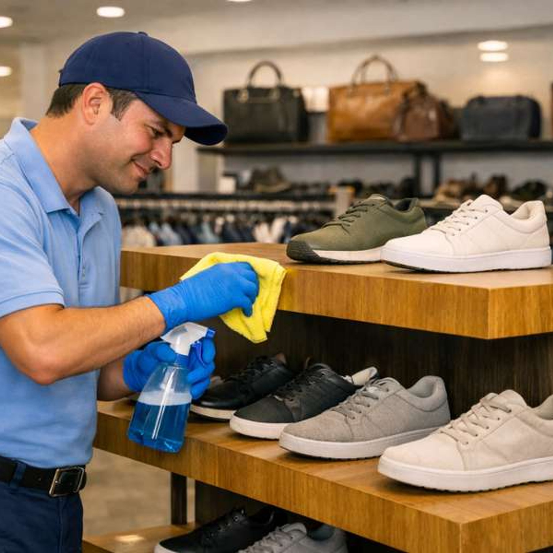 Spotless retail store interior with polished floors and clean displays