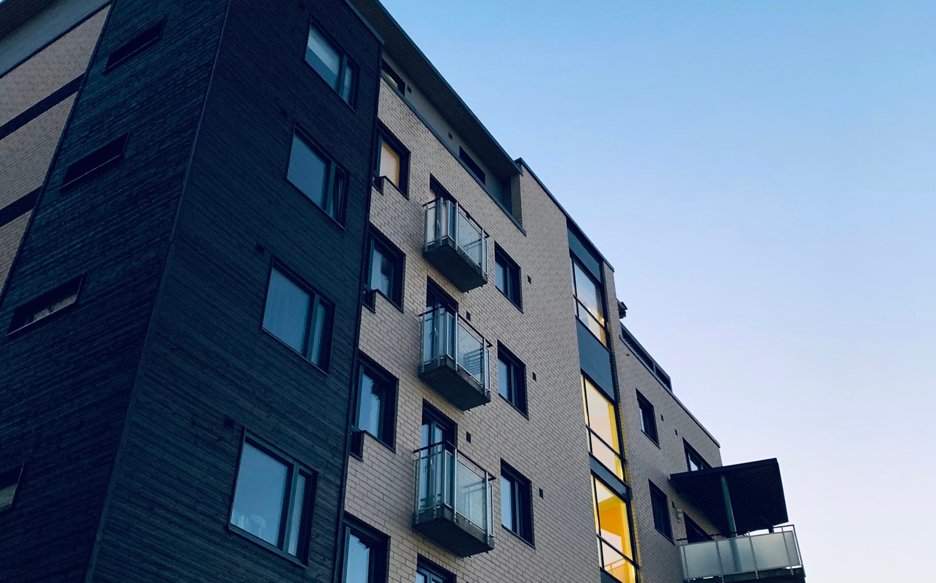 Modern residential apartment building with clean common areas