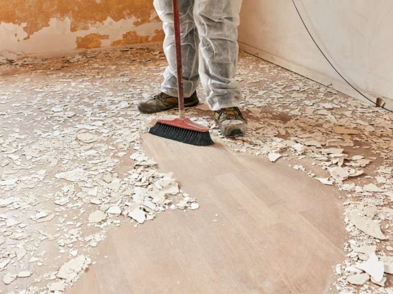 Professional cleaner doing post-construction clean-up
