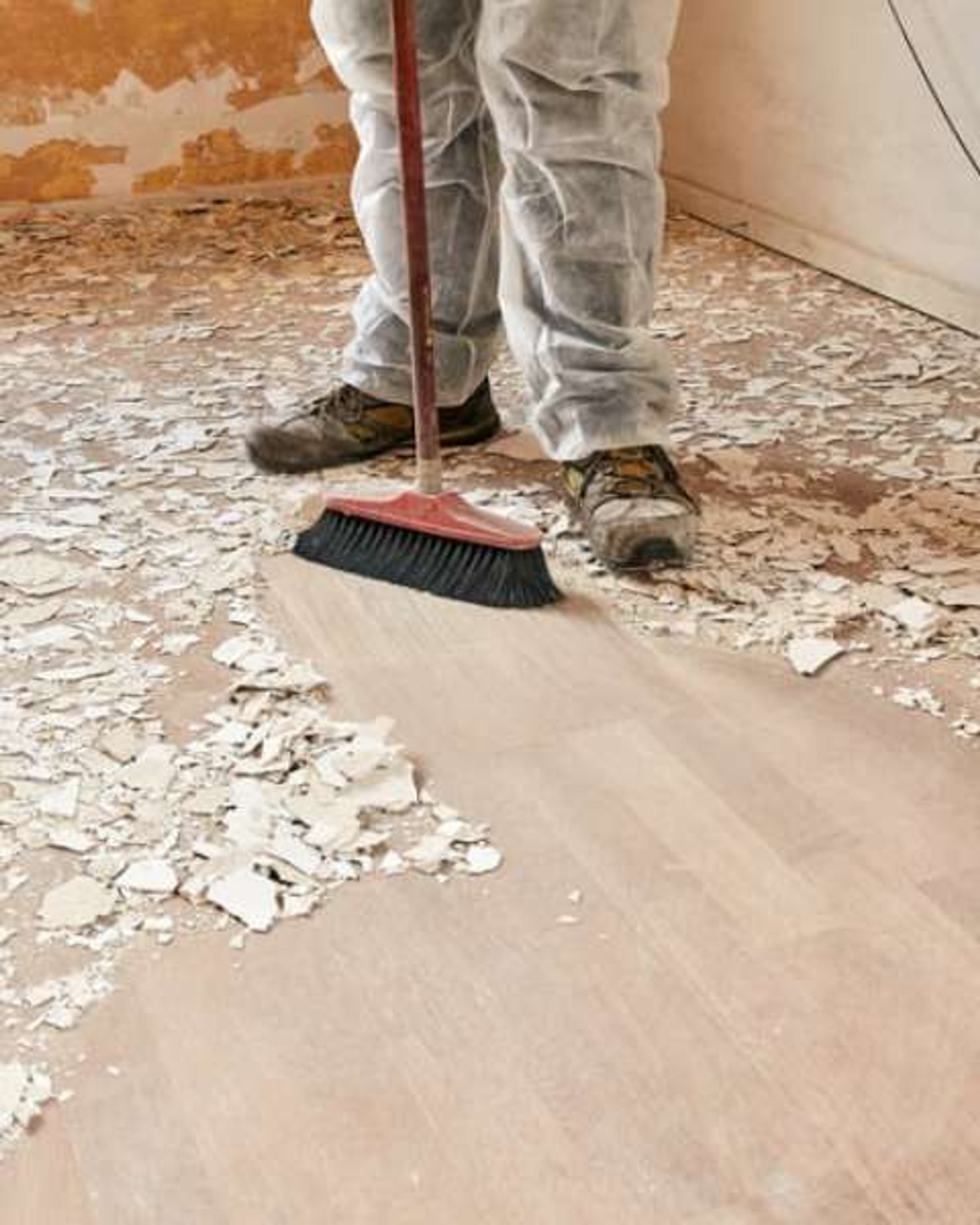 Professional cleaner doing post-construction clean-up