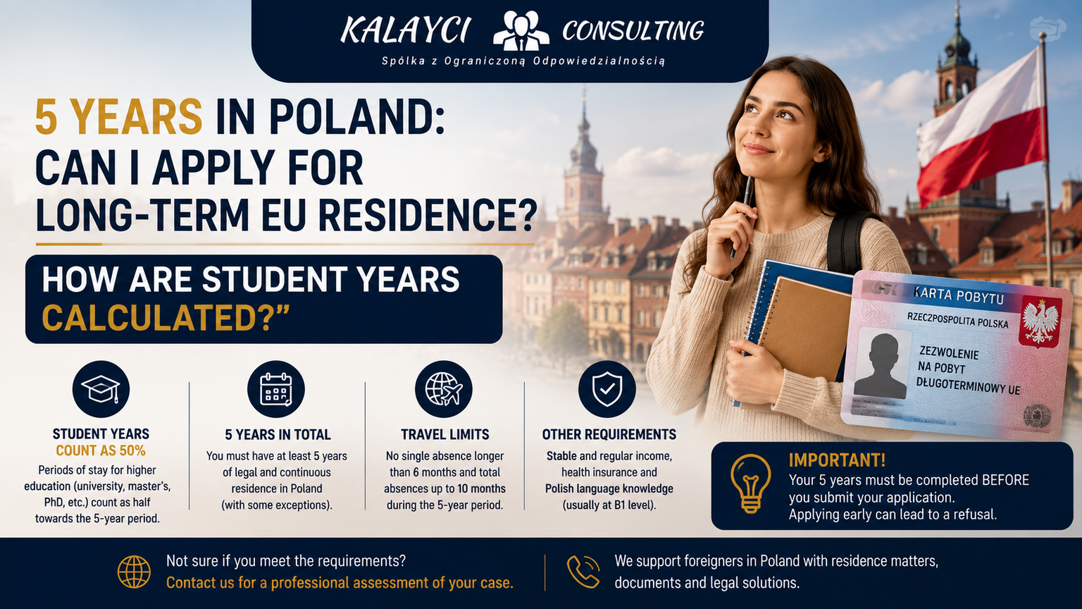 I’ve Been in Poland for 5 Years: Can I Apply for Long-Term EU Residence? How Are My Years as a Student Calculated?