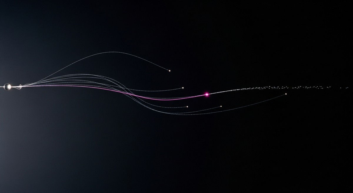 Abstract visualization of noise resolving into structure — diffusion and flow matching