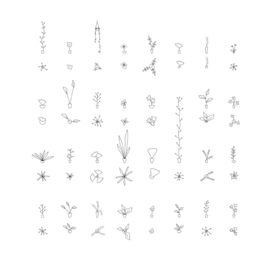 Lámina de pequeños diagramas de formas y movimientos.