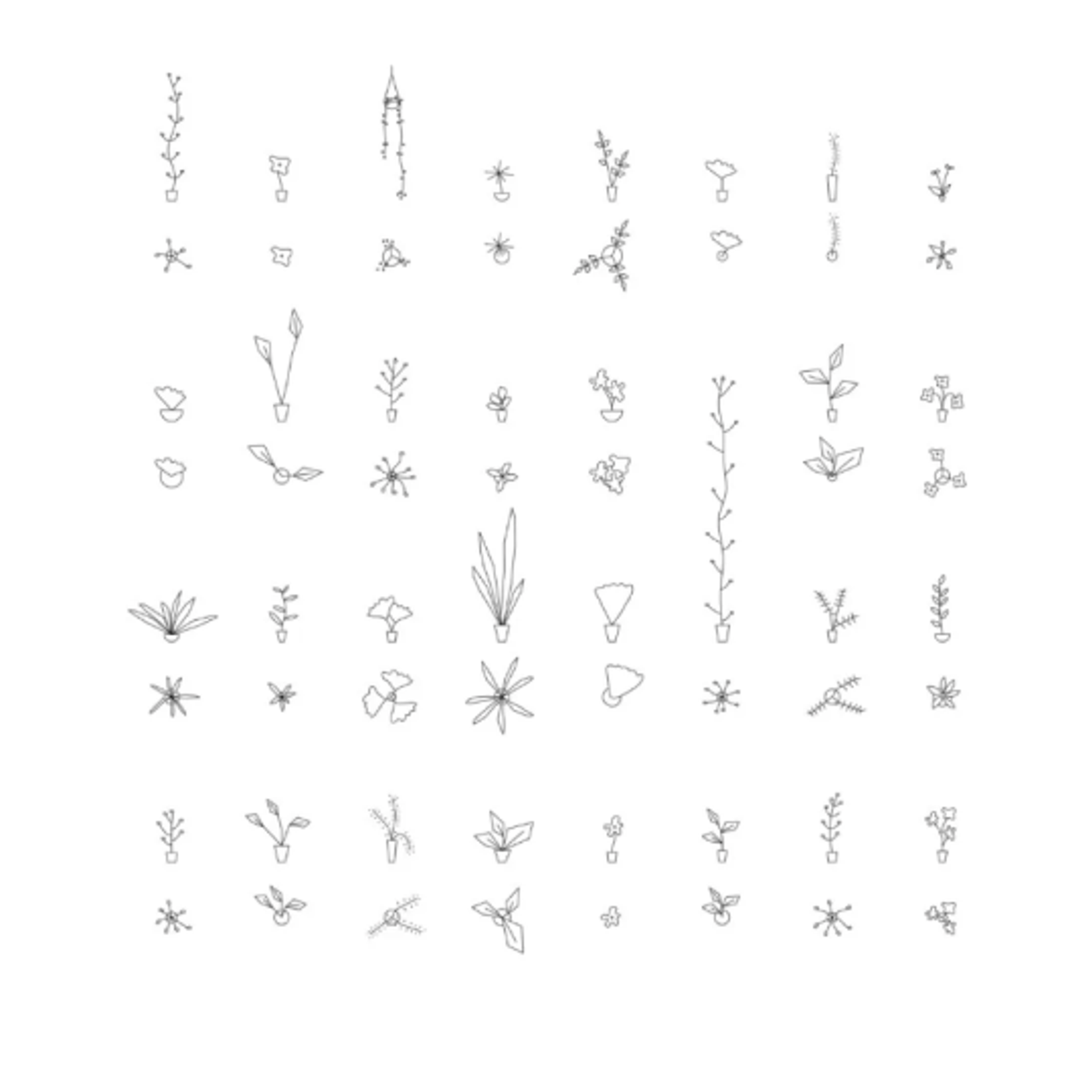 Lámina de pequeños diagramas de formas y movimientos.
