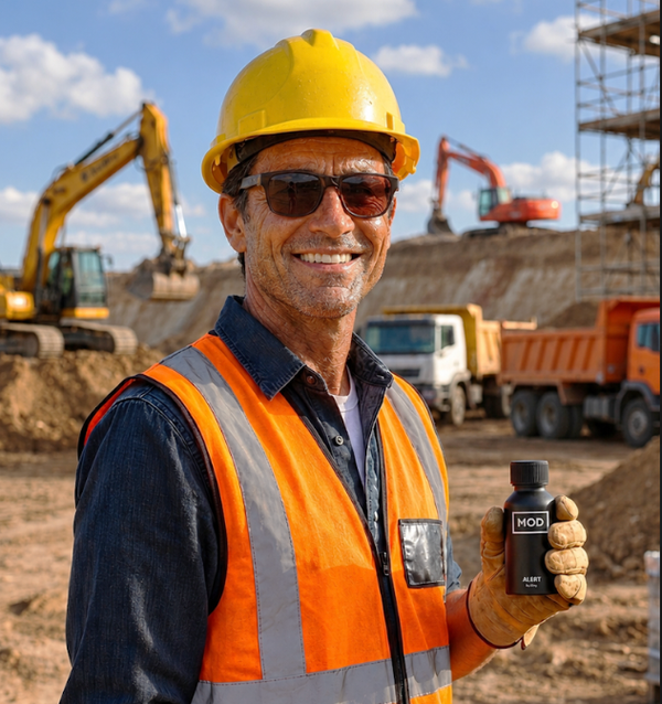 construction worker holding MOD alert