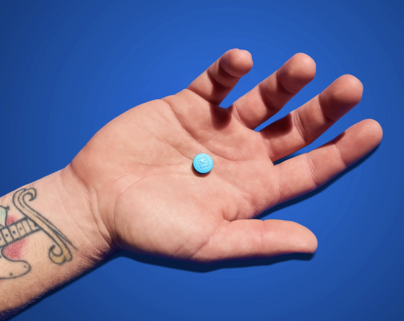 Each BlueChew pill is chewable and comes in a minty or fruit punch flavor.