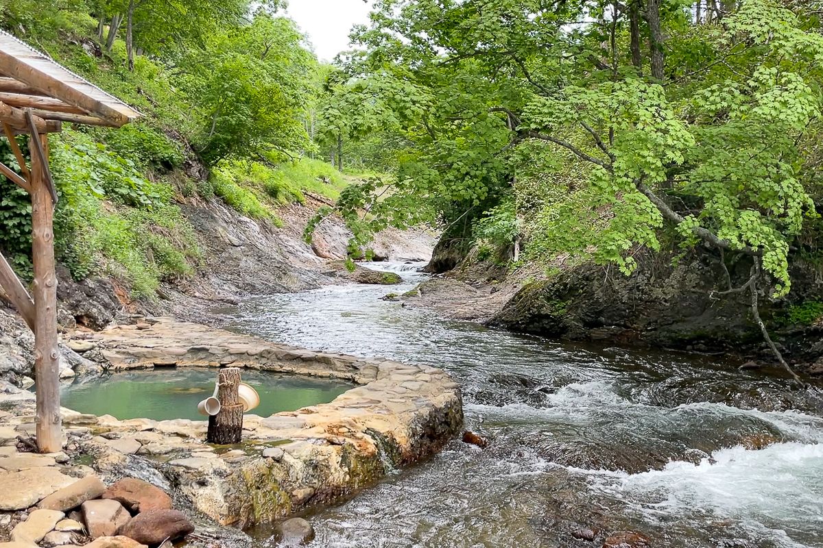 Riverside Onsen at Shika no Yu, Daisetsuzan, Hokkaido