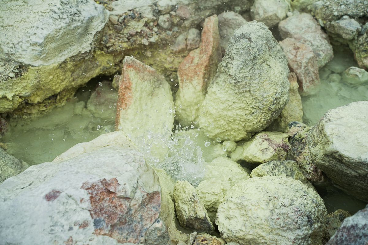 Hot spring emerging from the ground