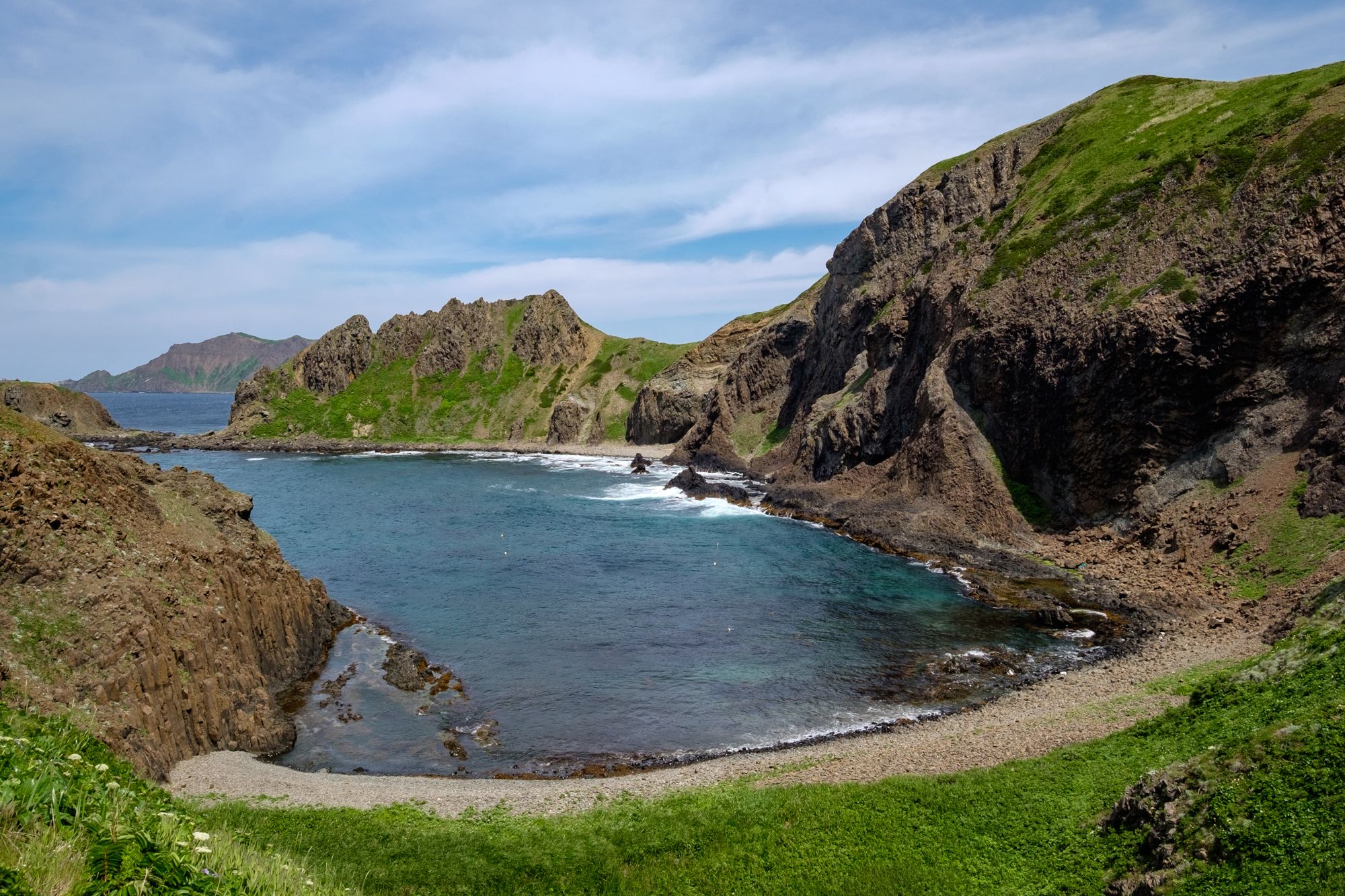 Impressive cliffs at the end of the Misaki Meguri trail.