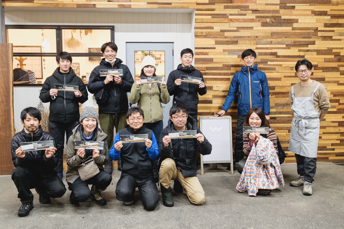 Memorial photo with hand-made chopsticks