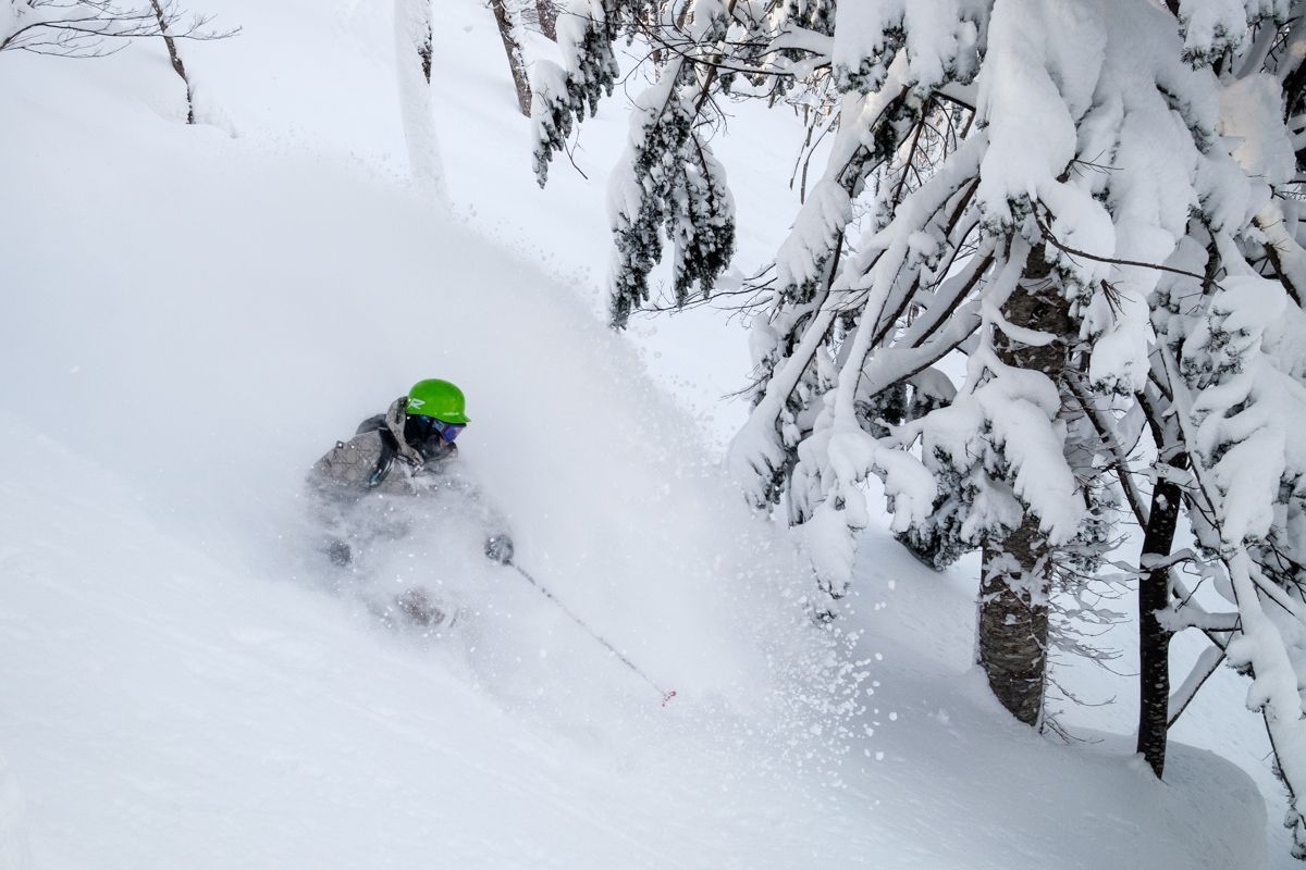 A skier enjoying soft powder snow