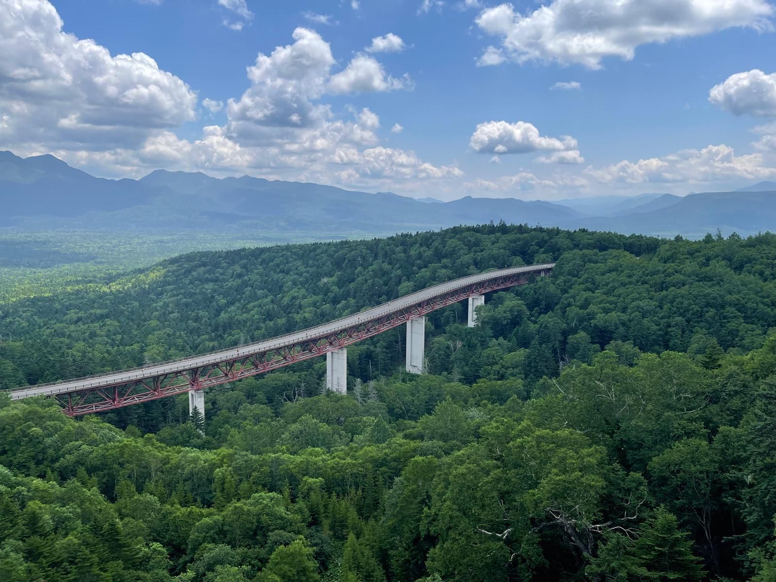 A view over Mikuni Pass, including the winding road stretching through the scenery.