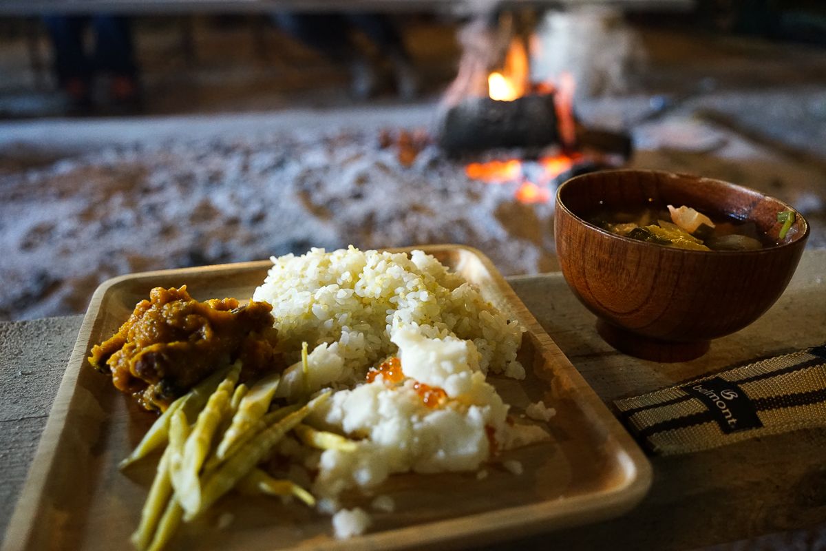 Ainu food experience inside cise traditional house