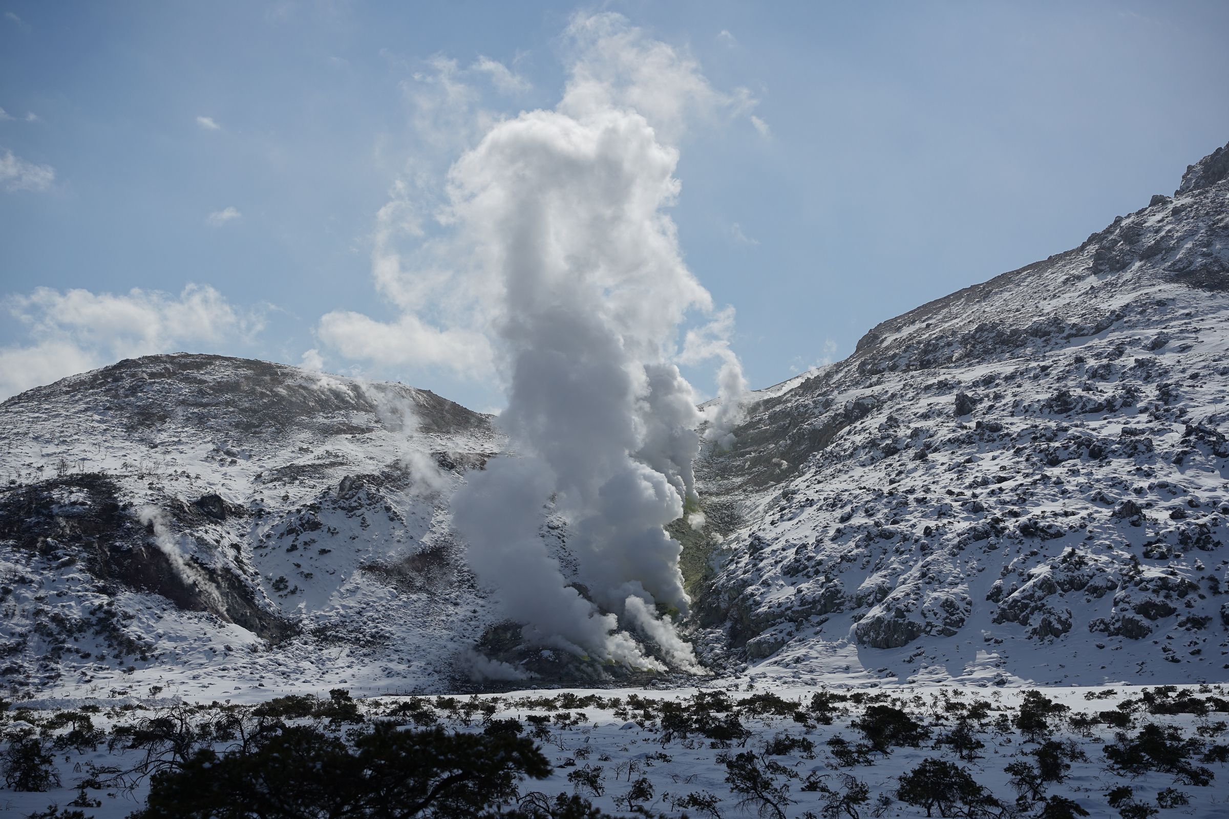 View of Mt Io (Iouzan) in winter