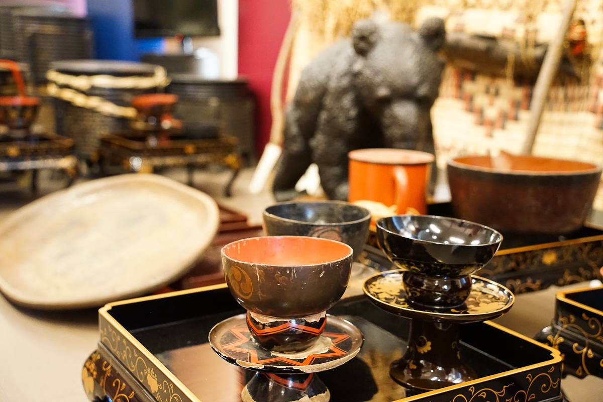 Ainu ritual setting displayed in the Ainu museum