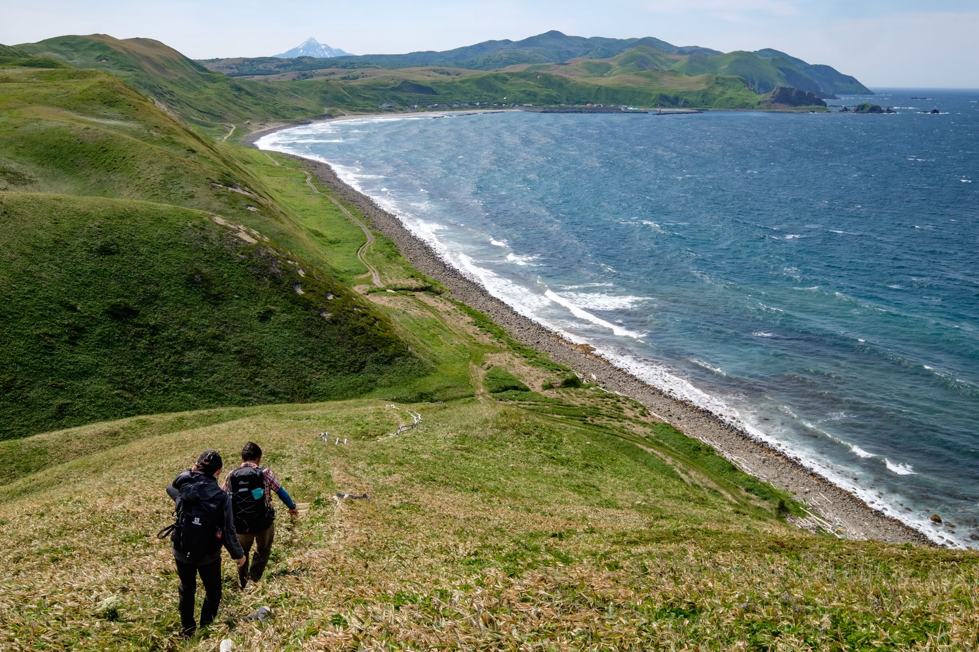 Descending to the shoreline on Rebun