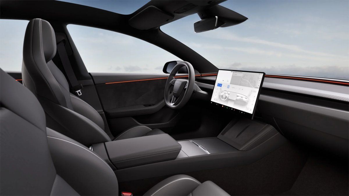 Gray headliner on the Model 3 Premium vs. all-black headliner on the Model 3 Performance