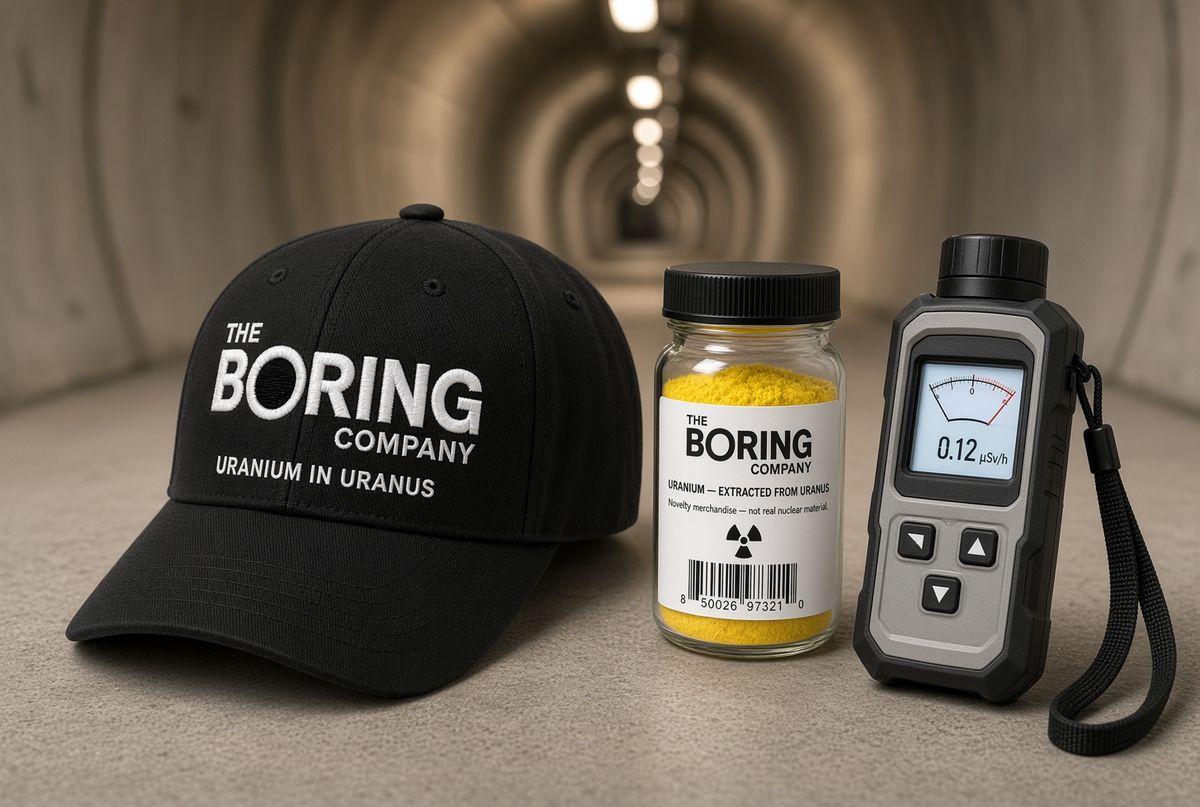 Concept rendering of Boring Company Uranium in Uranus merch tease via Grok