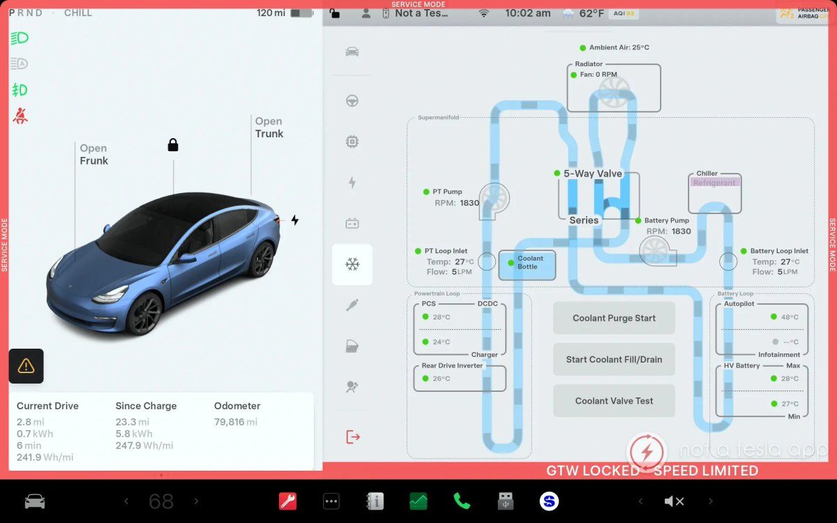 شاشة من نمط الخدمة في تسلا