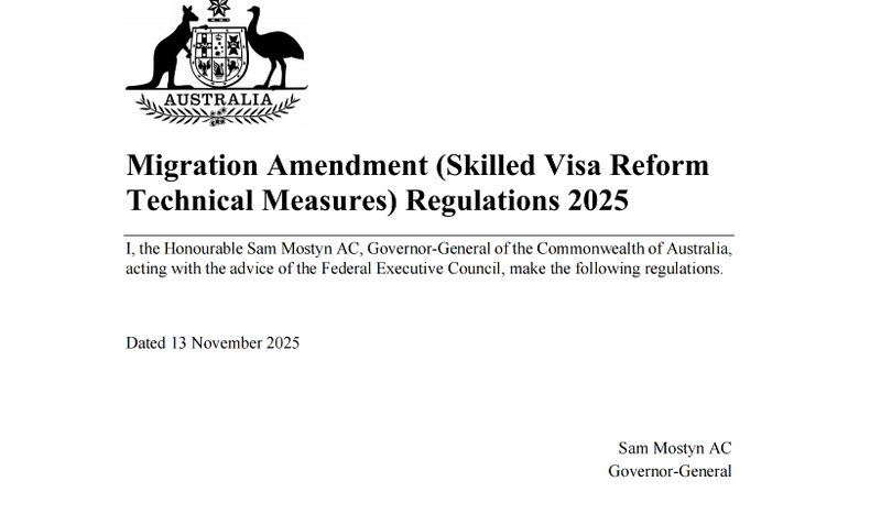 Australia 482 Visa Latest Migration Amendment Explained
