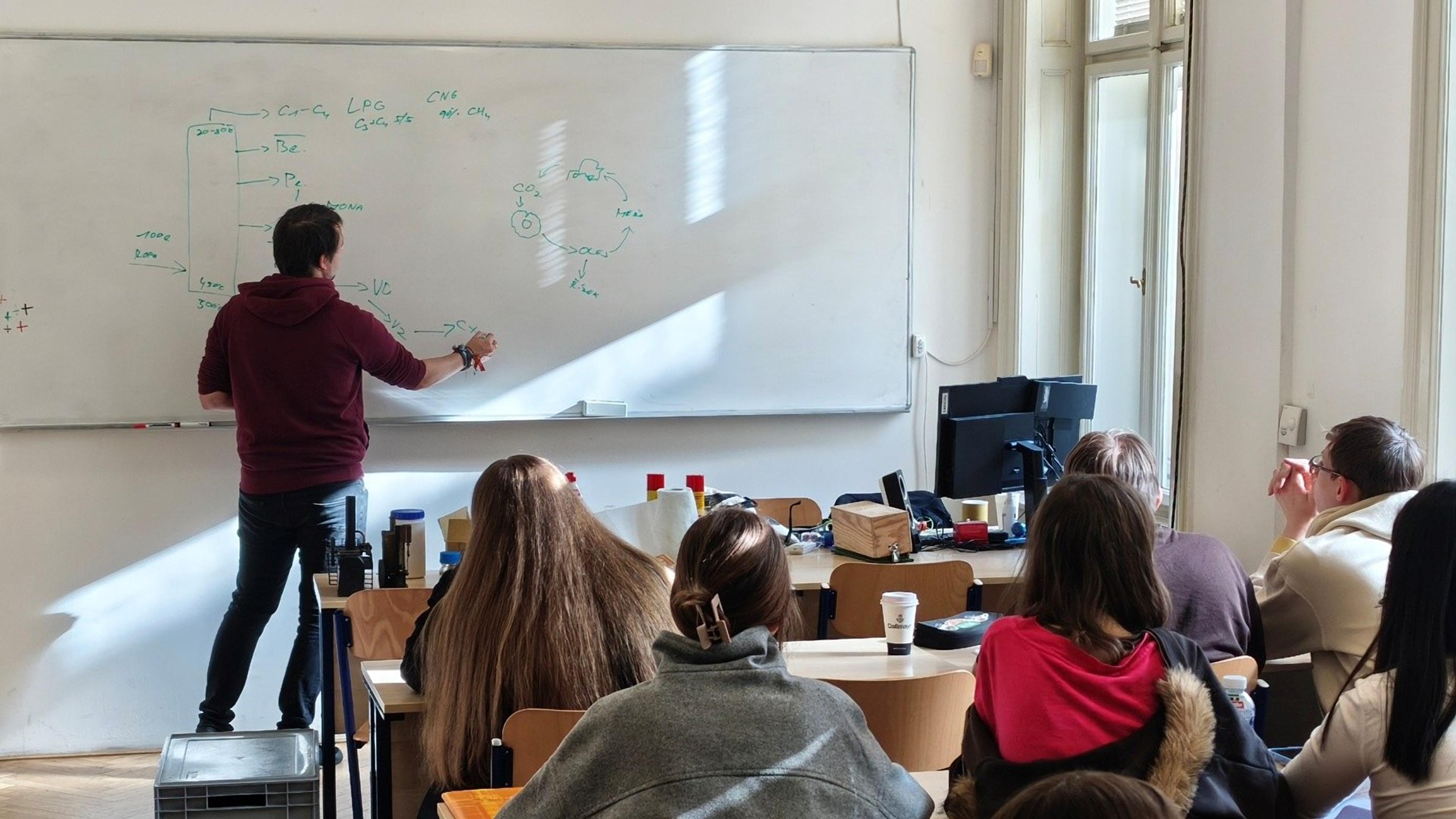 Modern Chemistry Lesson with a lecturer from the University of Chemistry and Technology for classes 1.A and 1.B