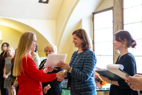Ceremonial presentation of maturita certificates at the Old Town Hall