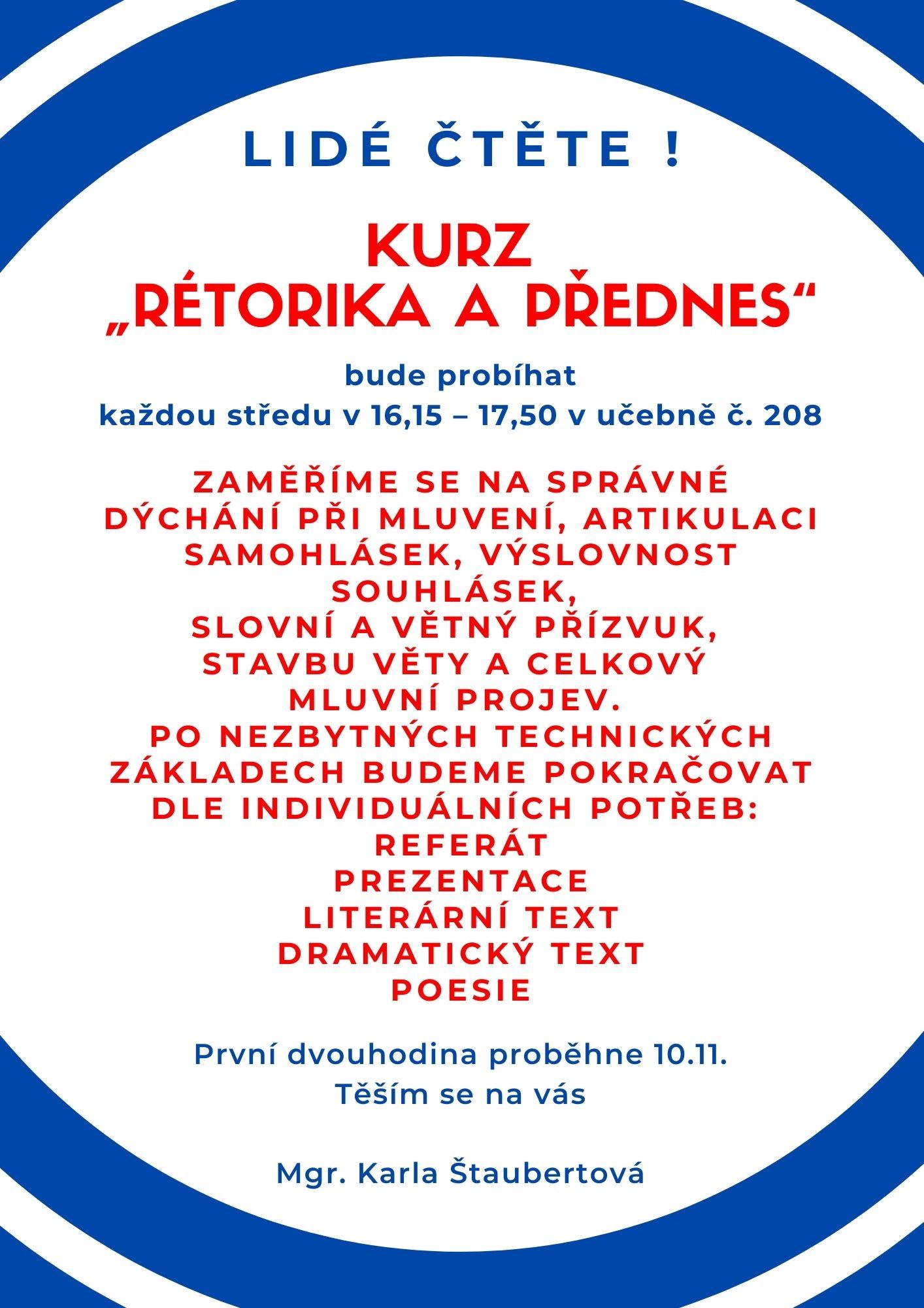Course “Rhetoric and Recitation”