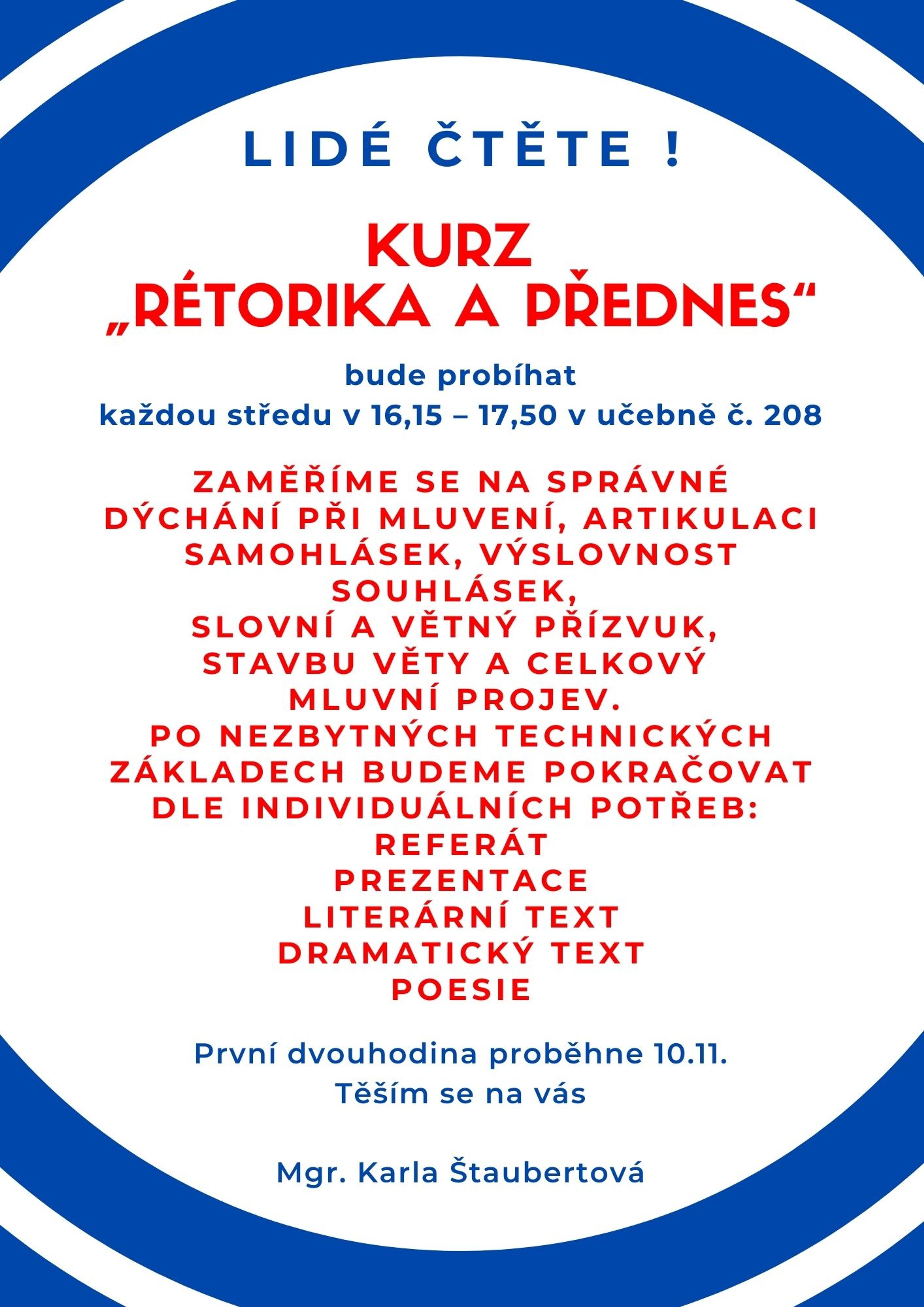 Kurz „Rétorika a přednes“