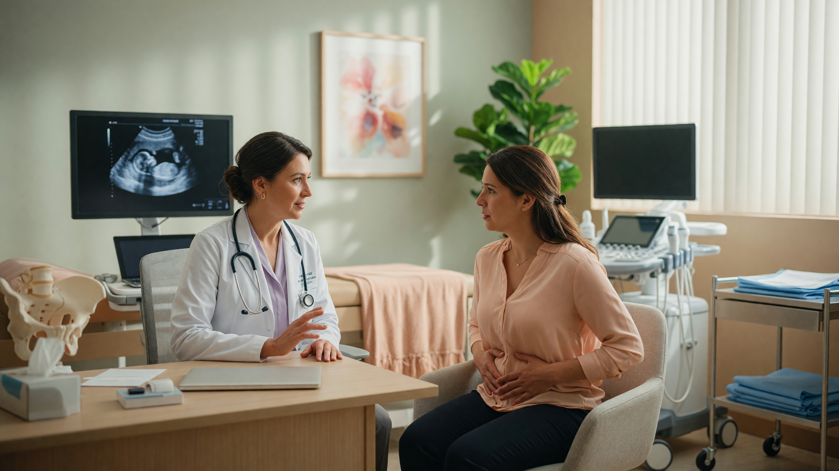 Gynecologist consulting a patient about pelvic pain in women at Lux Hospitals