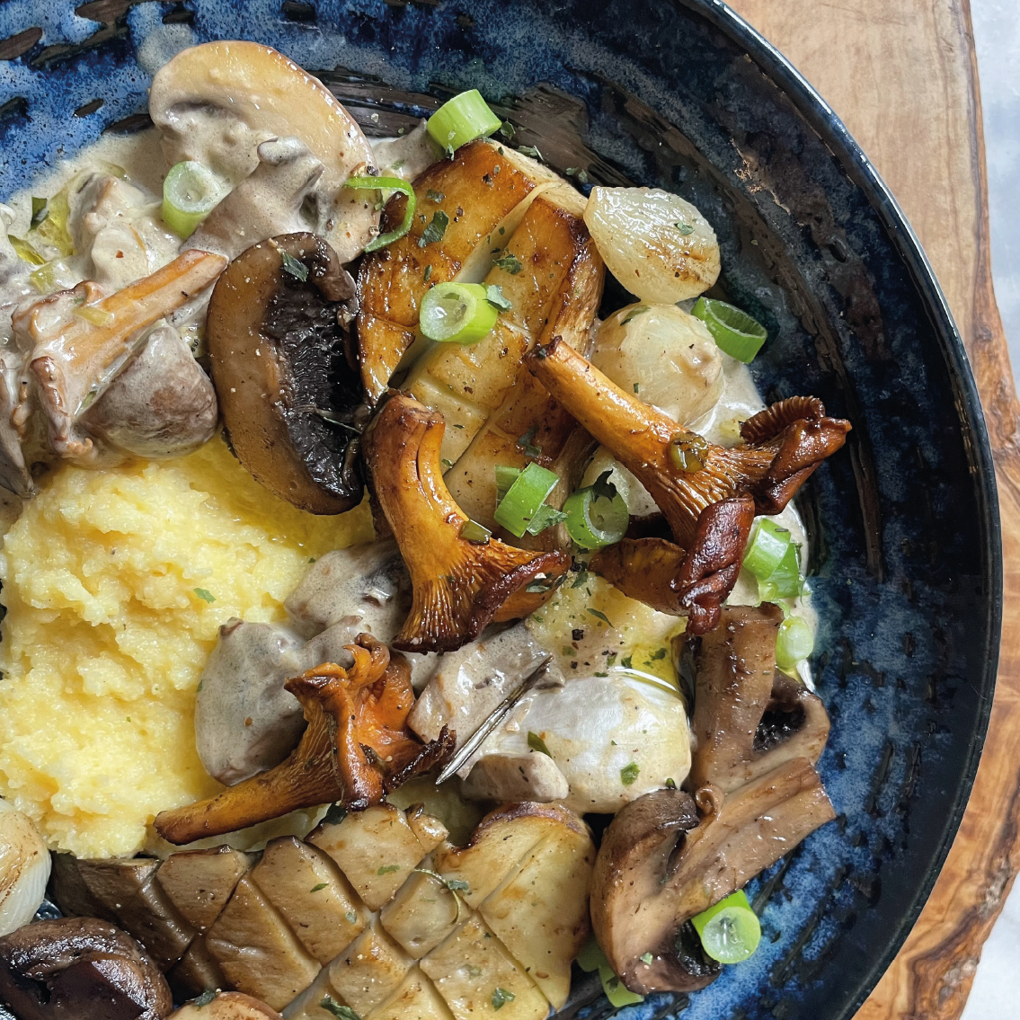 Recette Polenta et Champignons Huile d'olives maturées