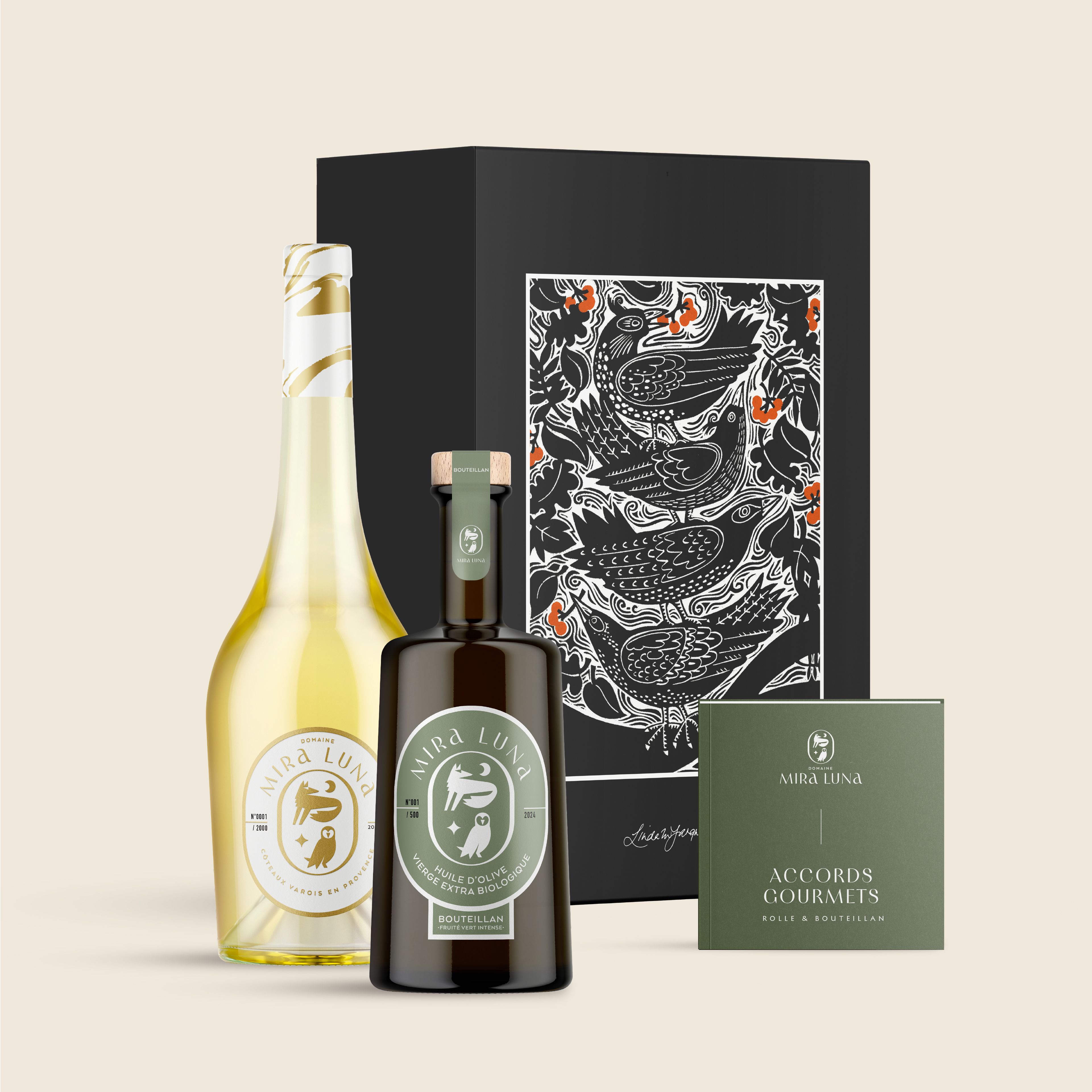 Coffret accords gourmets vin Rolle et huile d'olive Bouteillan