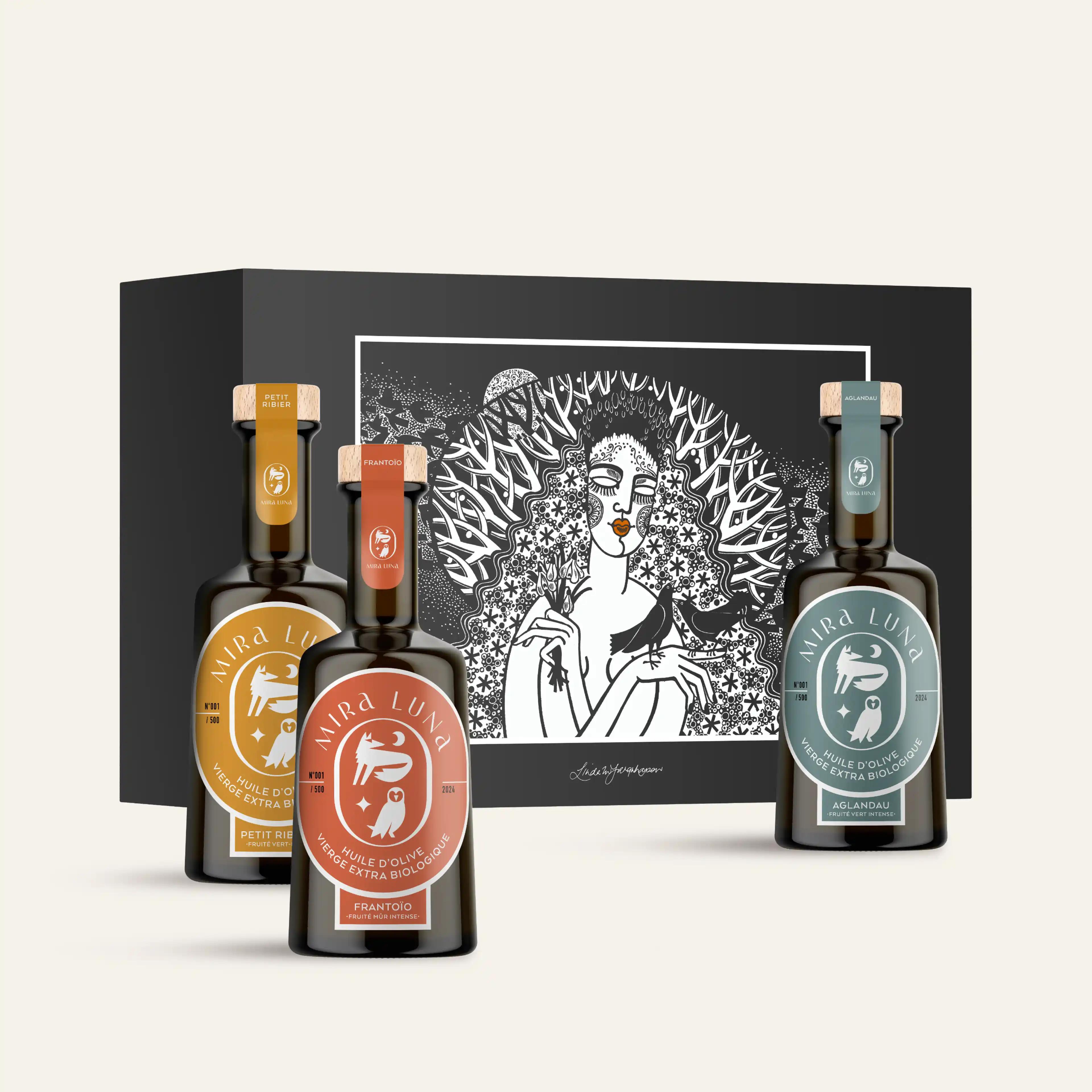 Coffret 3 huiles d'olive monovariétales BIO