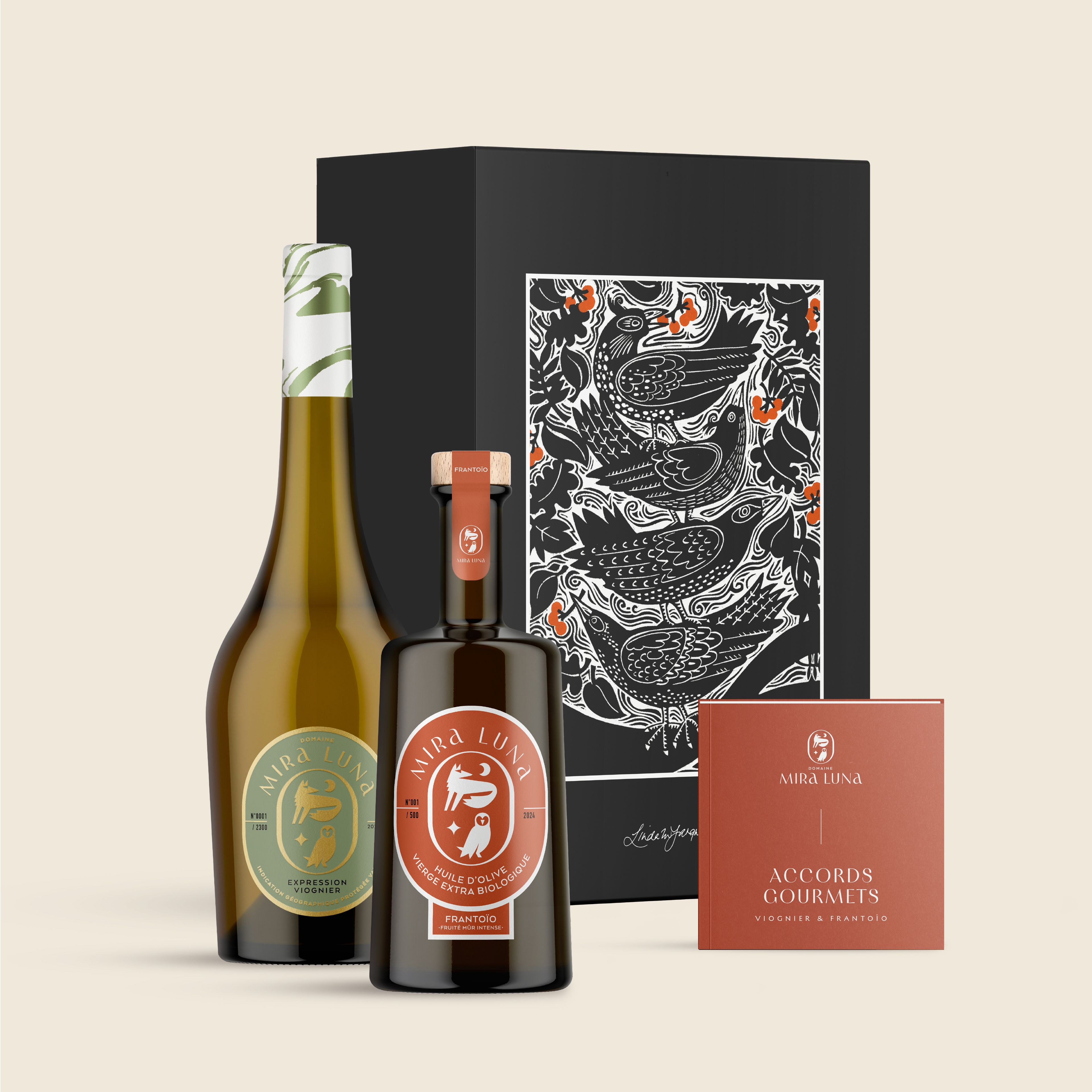 Coffret accords gourmets vin Viognier et huile d'olive Frantoïo