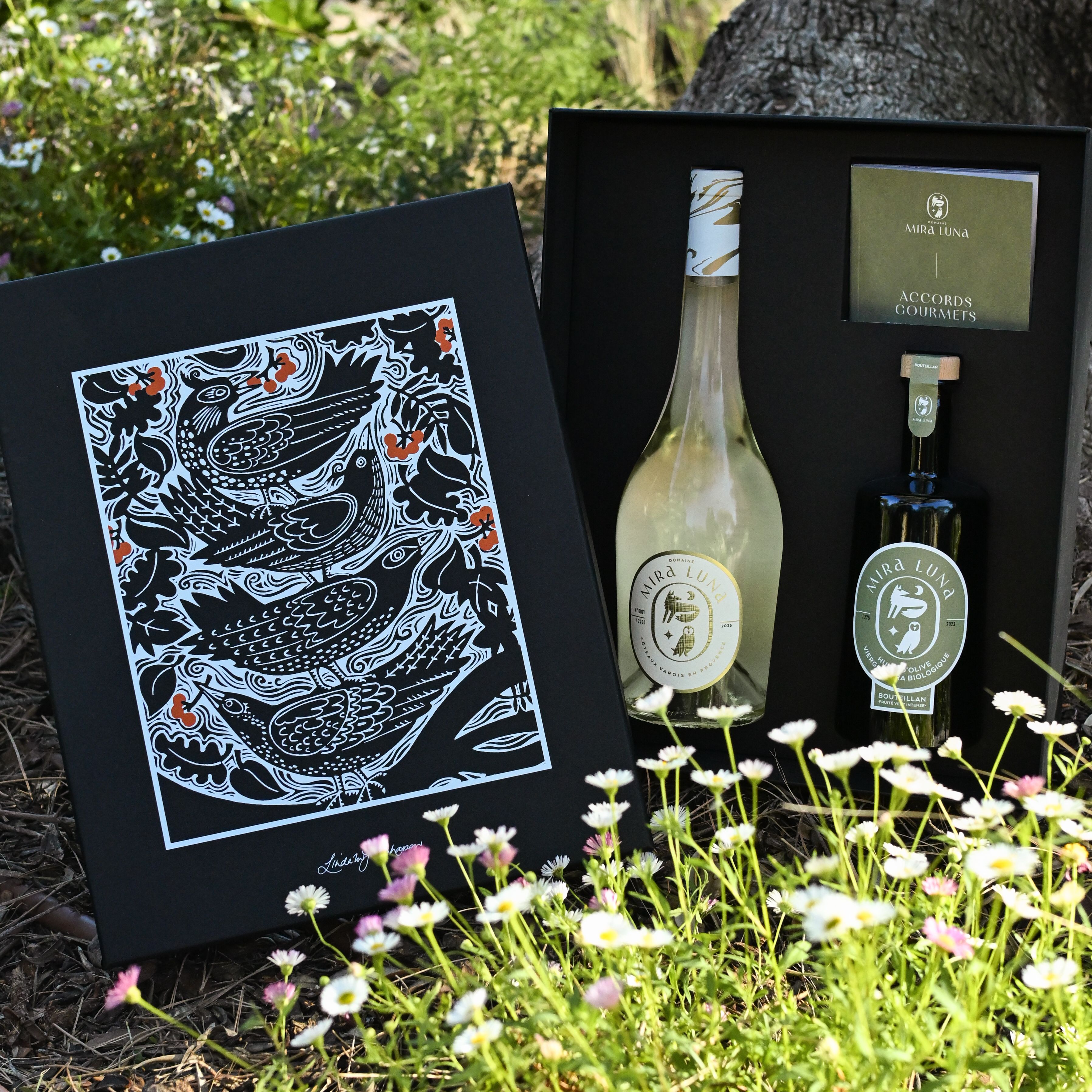 Coffret accords gourmets vin Rolle et huile d'olive Bouteillan