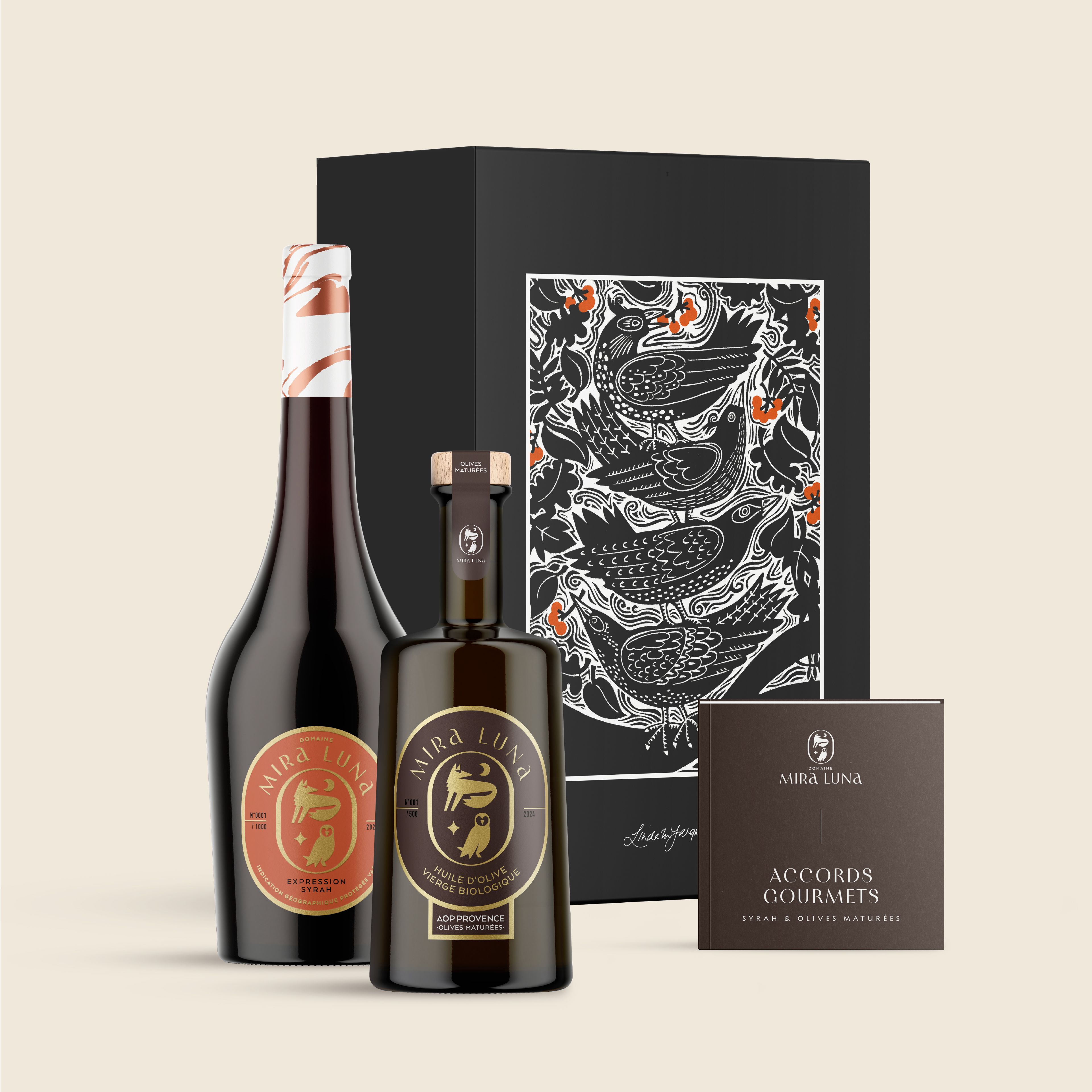 Coffret accords gourmets vin Syrah et huile d'olives maturées